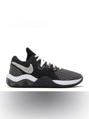 Nike Black and White Mesh Trainer with Embroidered Swoosh
